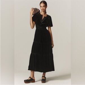 Anthropologie Somerset Black Velvet Dress